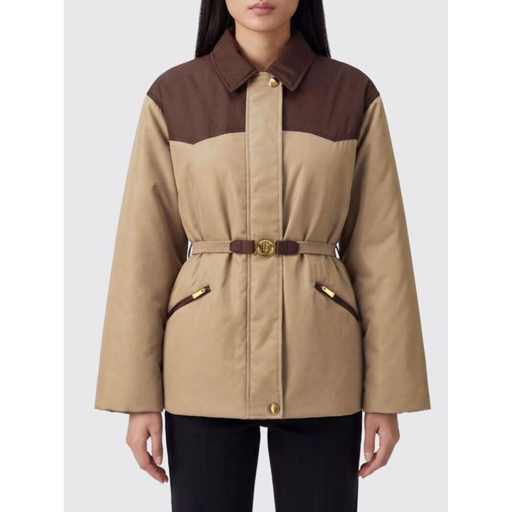 Versace Women Bicolor Padded Nylon Shirt Jacket Versace With Medusa Belt